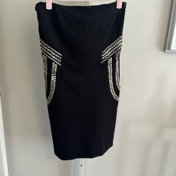 Guess Black with Silver Beading Detail Tube Top Dress, Size 4 - Picture 1 of 9